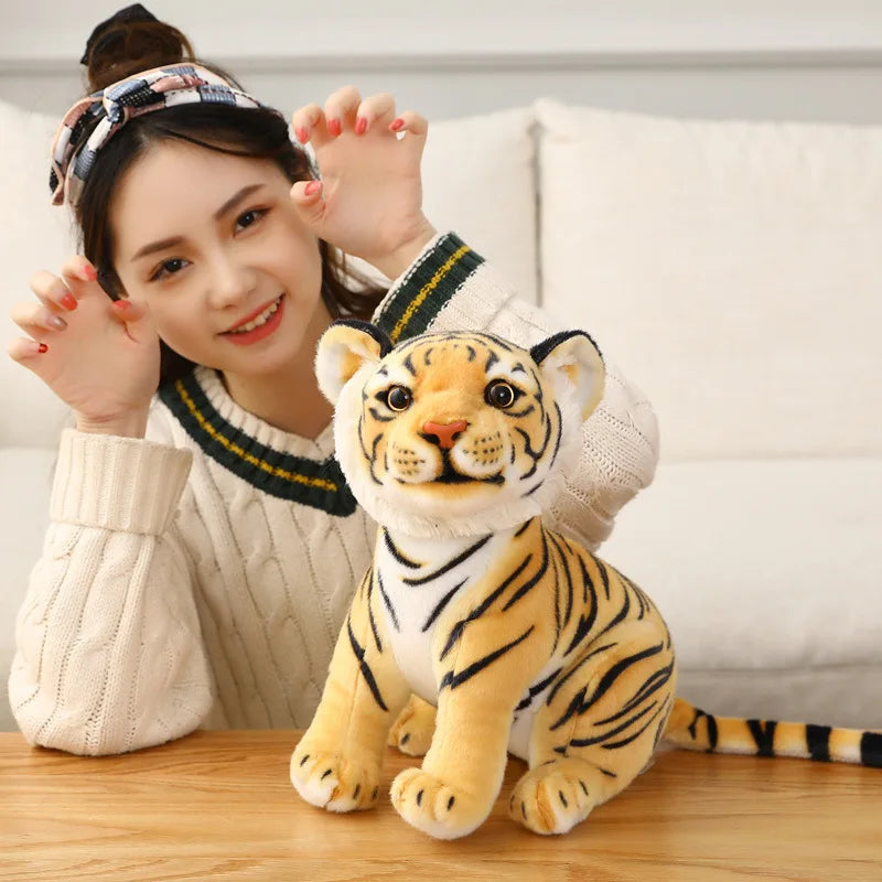 23cm Simulation Baby Tiger Plush Toy Stuffed Soft Wild Animal Forest Pillow Dolls For Kids Birthday Gift
