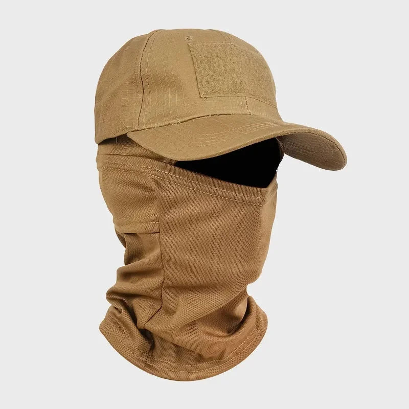 Camo Baseball Cap with Balaclava Outdoor Sun Hat Breathable Hiking Fishing Hats