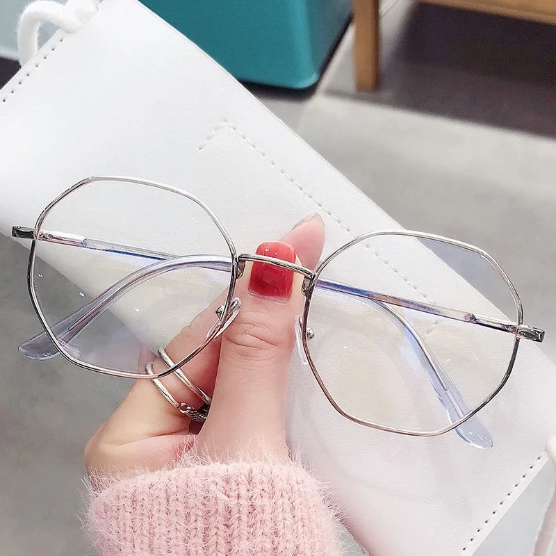 Metal Computer Anti Blue Light Blocking Glasses Clear Anti Radiation Glasses Replaceable Lens for Women Men