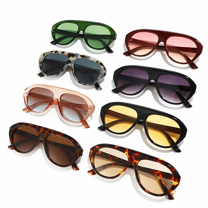 JNPCXI New Pilot Sunglasses Women Shades UV400 Fashion Gradient Men Punk Orange Gray Stripes Sun Glasses