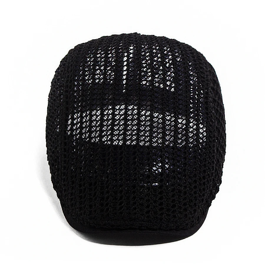 Summer Thin Crochet Hat Women Fashion Mesh Beret Casual Men Newsboy Cap Weave Sun Visor Flat Hat Female For 56-60cm Adjustable