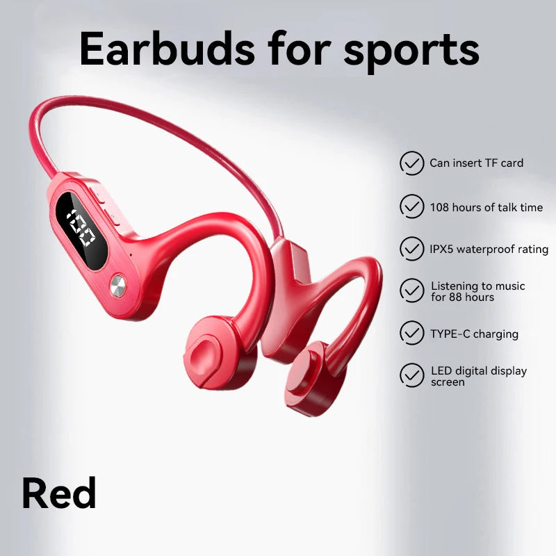 New V30 Bone Conduction Headphones Bluetooth 5.3 Earless IPX5 Waterproof Wireless Ultra Long Life Card Sports Headphones 2025
