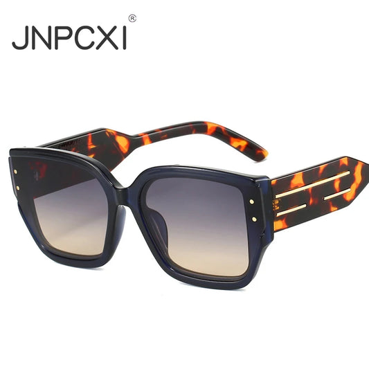 JNPCXI Vintage Square Women Gradient Sunglasses UV400 Fashion Transparent Blue Men Outdoor Sun Glasses
