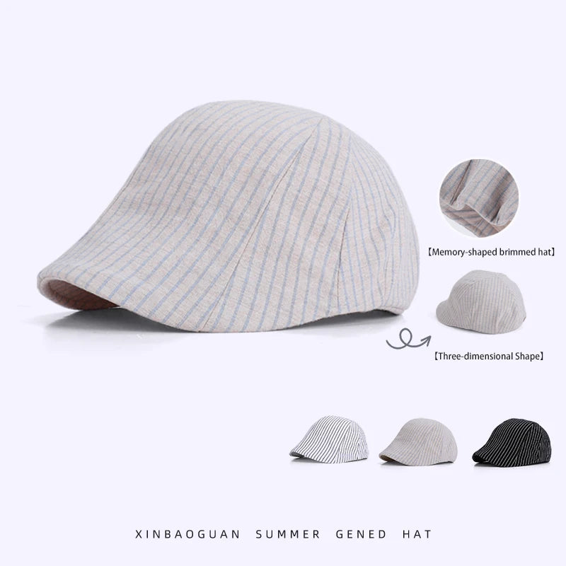 6160-Newsummerwomensartisticstripedpainterhat-children'sspring/summeroutdoorcasualforwardhat-high-endstylethatmakestheacelooksma