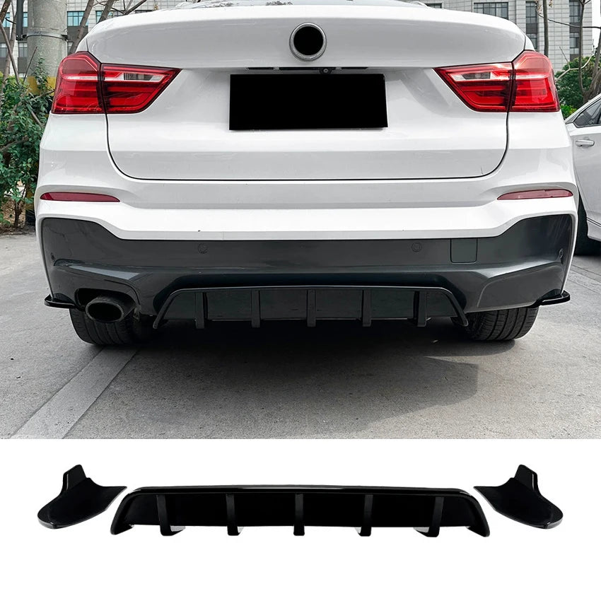 Car Rear Bumper Lip Diffuser For BMW X4 F26 2014-2018 M Sport Blade Spoiler Splitter Auto Accessories Body Kits Tuning Black