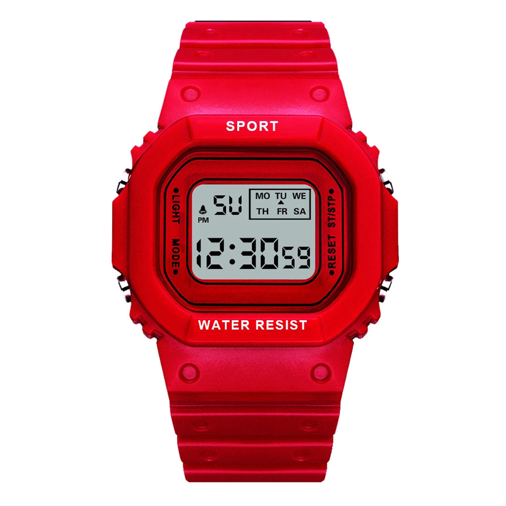 Sports Watch, LED Square Digital, Waterproof Rubber Watch for Men, Women, Students