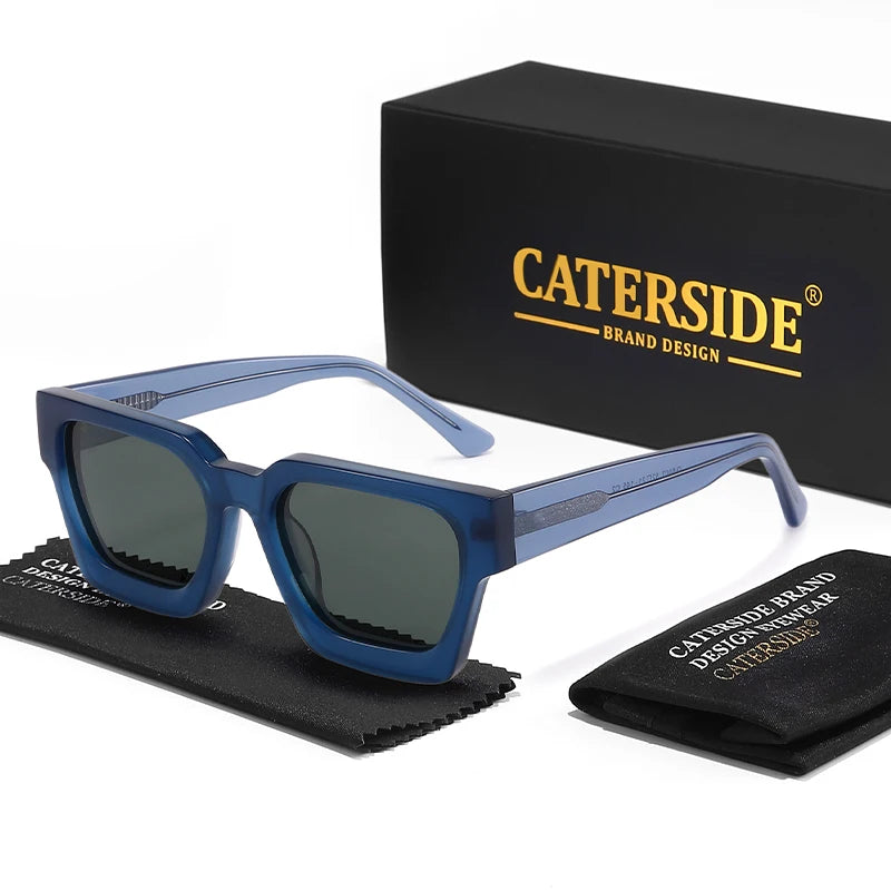 CATERSIDE Retro Acetate Sunglasses Men Polarized Square High Quality Sun Glasses Women Driving Punk Party Vintage Eyewear UV400