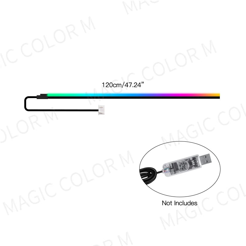 Vgetting Car Ambient Lights LED 140cm 120cm 110cm 90cm 75cm Acrylic RGB Symphony Atmosphere Lamp USB APP Control Remote Control