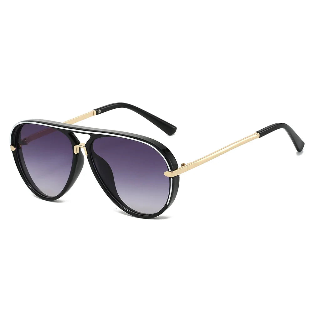 JNPCXI New Fashion Double Bridges Pilot Women Oversized Sunglasses Retro Candy Color Gradient UV400 Men Punk Sun Glasses