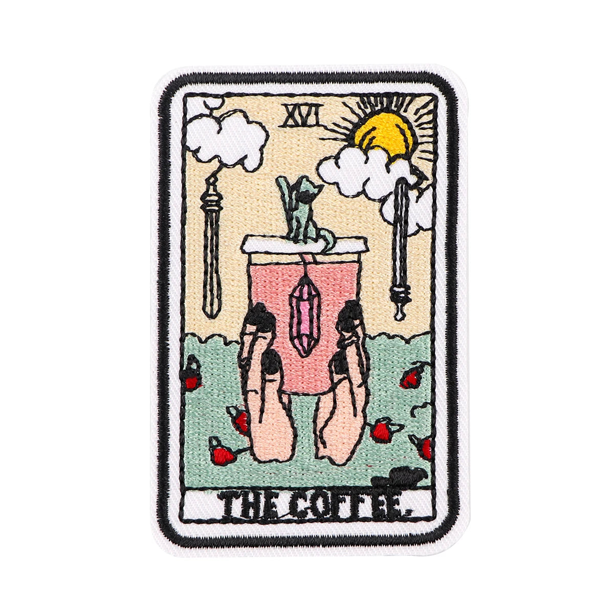 Tarot Card Patch COFFEE Embroidery Patch Iron On Patches For Clothing Thermoadhesive Patches On Clothes DIY Sew Badges