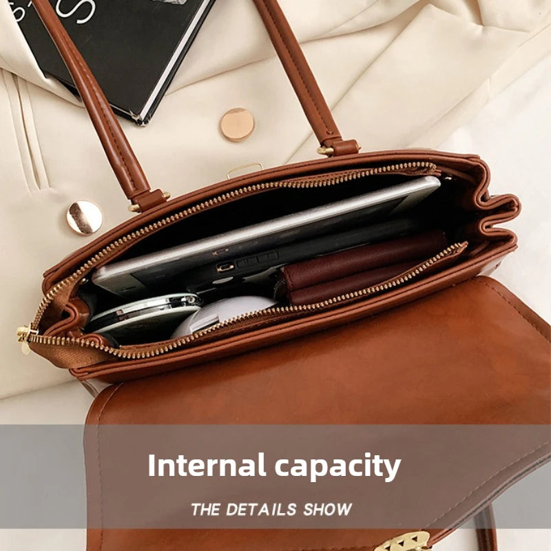England Style Retro Shoulder Bags High-Grade Sense Underarm Tote Bag Vintage Red Ladies Commuter Bag PU Leather Handbag Purse