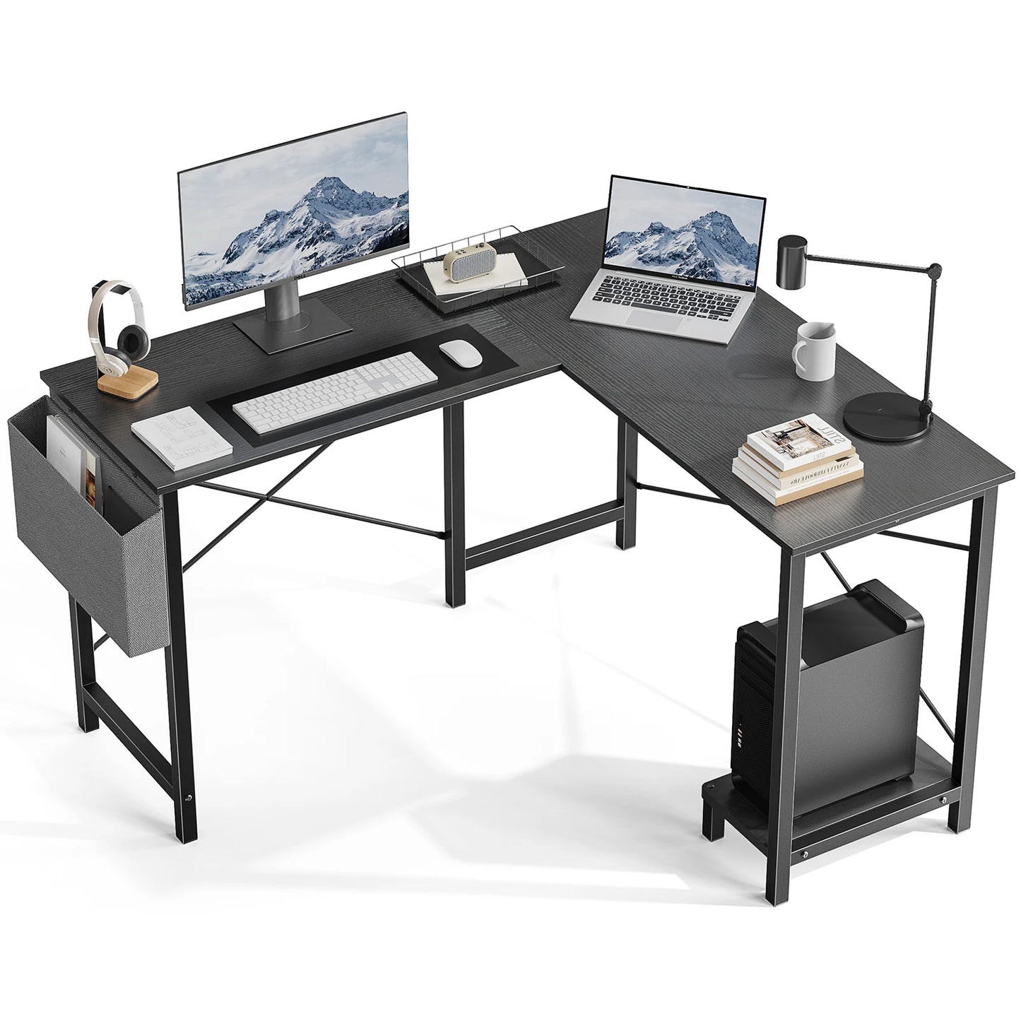 JHK Gaming Corner 50" Office Writing PC Wooden Table with CPU Storage Shelf