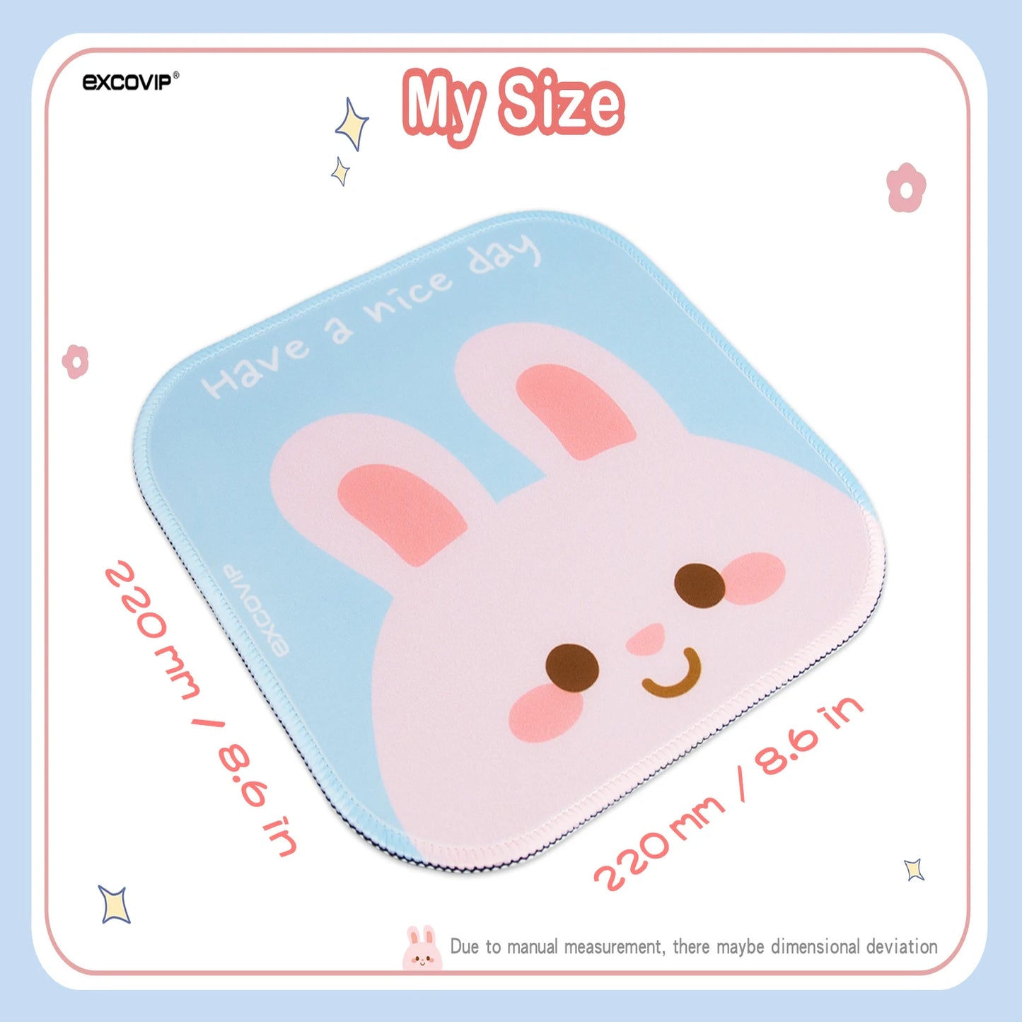 EXCO Cute Mouse Pad Small with Stitched Edge Square Gaming Computer Mousepad Mat Non-Slip Rubber Base for Office Home Portable