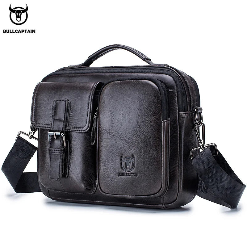 BULLCAPTAIN New Genuine Leather Men Crossbody Bag Male Briefcase Messenger Bag Casual Business Briefcase Style Men Shoulder Bag
