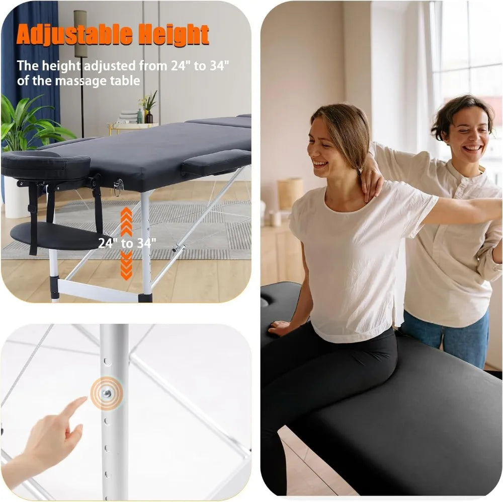 84" Massage Bed, Neck Stretcher Adjustable Lash Bed Massage Bed Tattoo Table