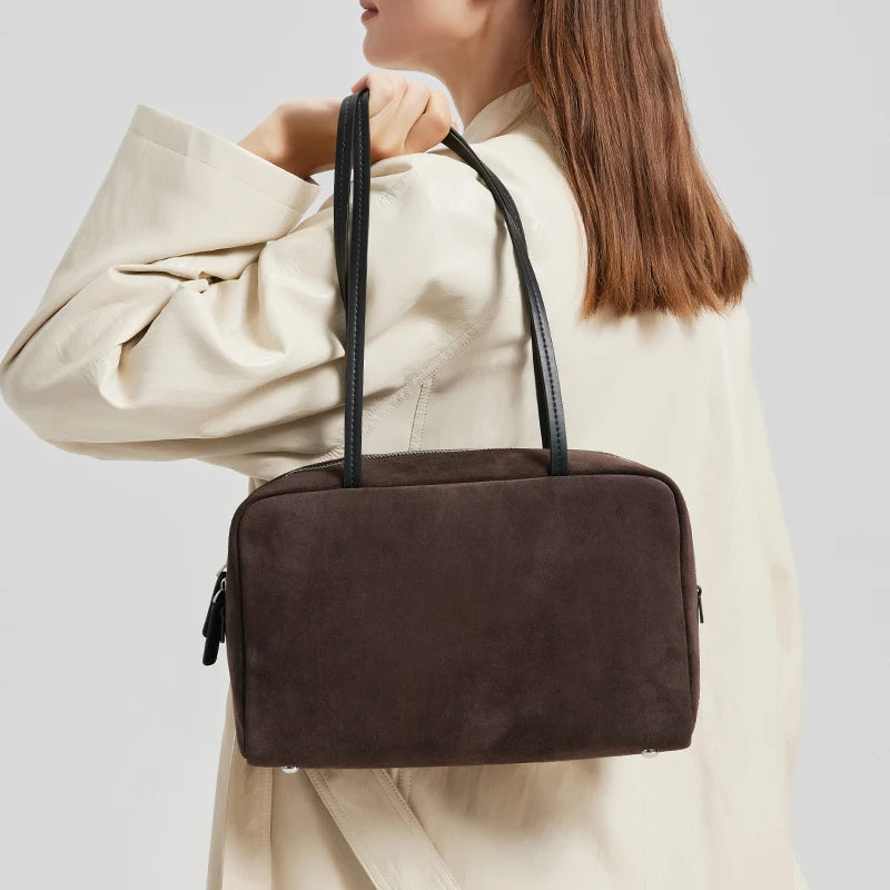 New 2026 winter Women's suede leather bag Fashion Genuine Leather Crossbody Bag female Luxury Square Furry Shoulder Handbags