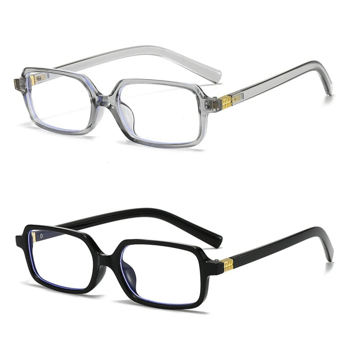 2 Chic Square Anti-Blue Light Glasses with Metal Hinges & Cloth - Fashionable PC Frame for Students, Teachers, and Office Use