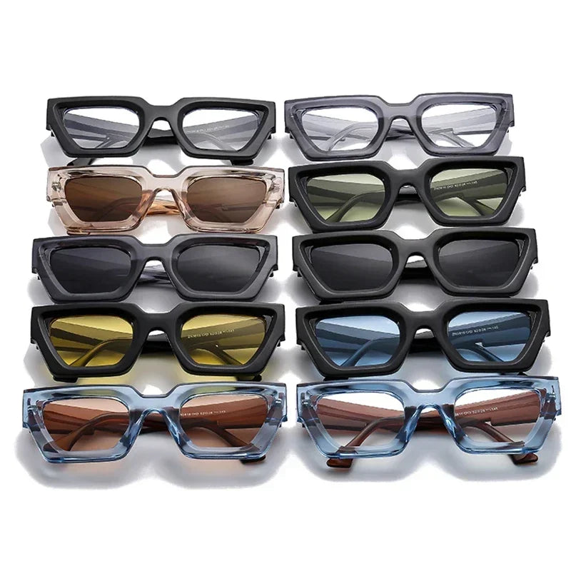 JNPCXI New Square Men Fashion Double Color Outdoor Sunglasses Retro Gray Lens UV400 Women Trending Sun Glasses
