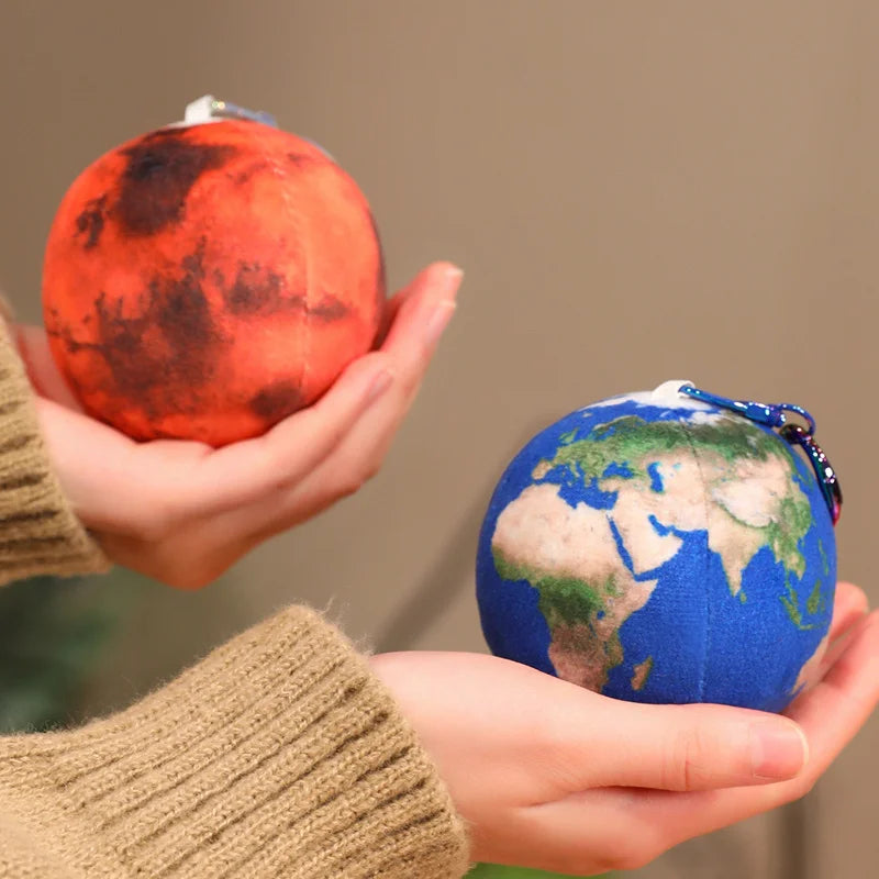 7.5cm Space Planet Plush Toy Simulation Earth Sun Moon Venus Mars Saturn Pendant Keychain Astronomy Enthusiasts' Collection