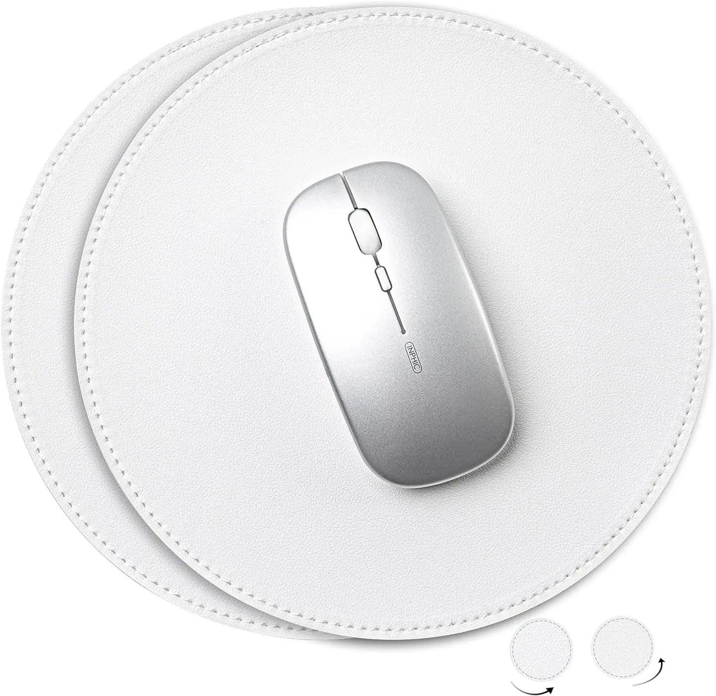 Mouse Pads, Ultra Thin Waterproof PVC Leather Mouse Pad,Stitched Edges,Works for Computers Laptop Office/Home 22cmL x 22cmW
