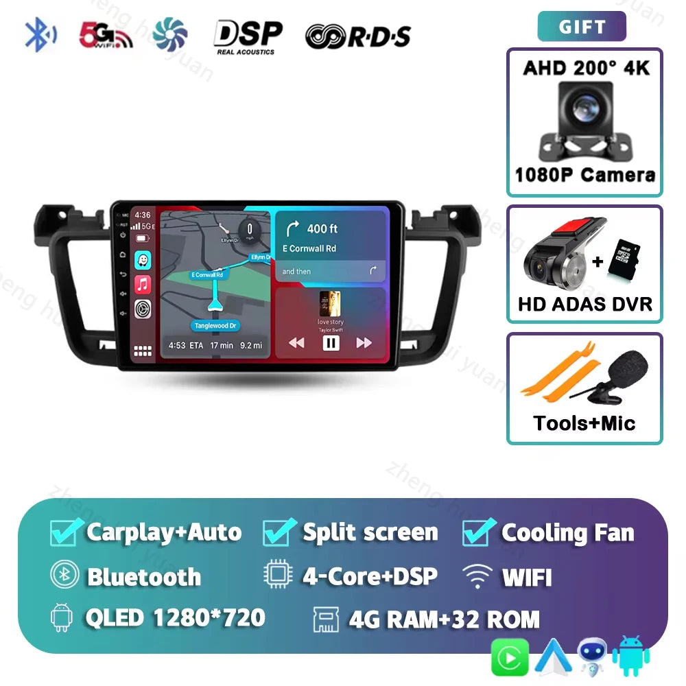 For Peugeot 508 2011 - 2018 Android 15 12+256GB CarPlay Auto Car Radio Multimedia Video Player GPS stereo Head Unit 4G WIFI