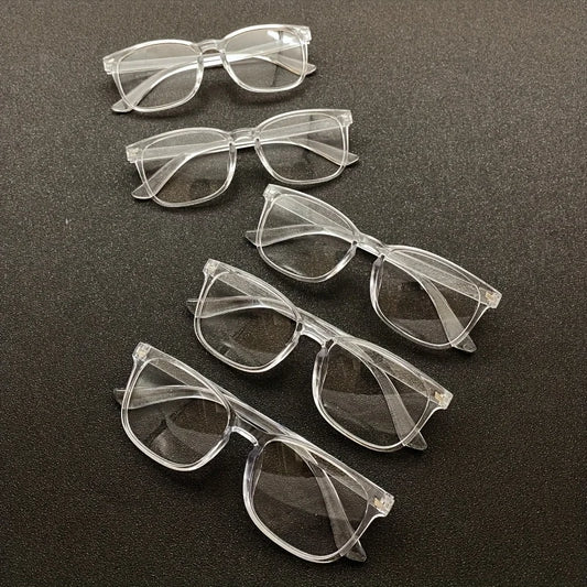 5 Pairs of Unisex Retro Lightweight Transparent Frame Flat Lenses Suitable for Leisure Business Work Meetings