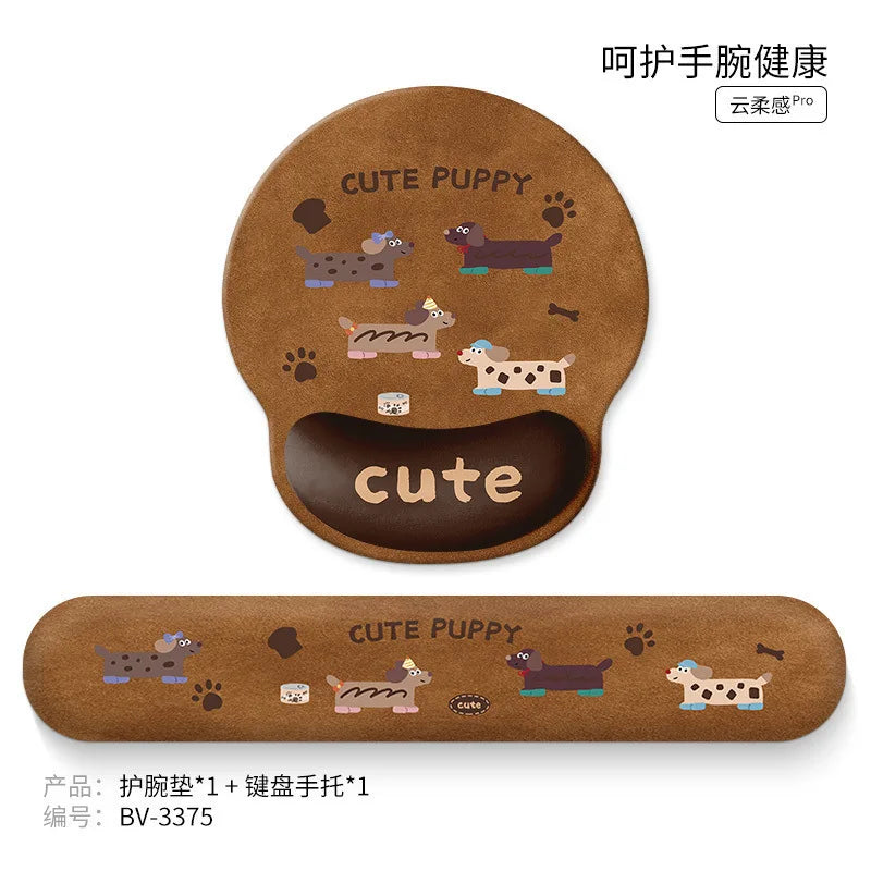 Cartoon Wrist Rest Mouse Pad Memory Foam Keyboard Wrist Support Anti Slip Ergonomic Mousepad for Office Gaming PC Computer Desk