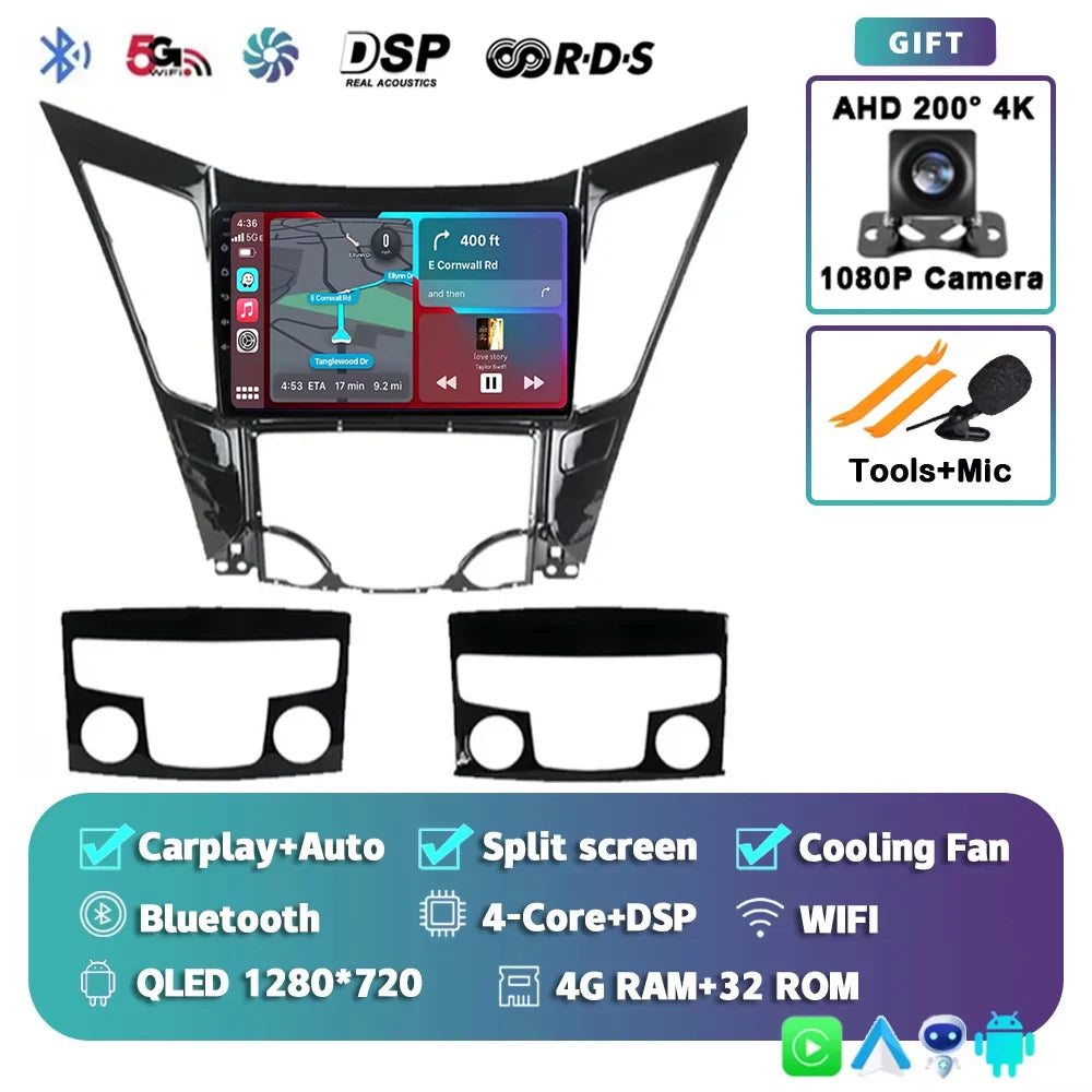 For Hyundai Sonata 6 YF 2009 - 2014 Android 15 2K QLED Car Radio Multimedia Video Player GPS stereo CarPlay Head Unit 4G WIFI