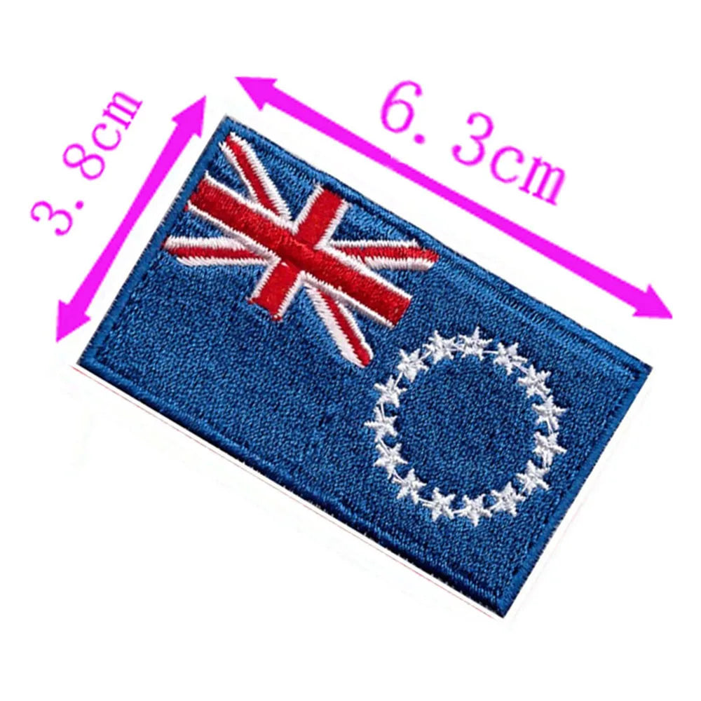 1pc Cook Islands Country Flag Embroidery Patch 6.3cm Wide High Quality Iron On Sew On Backing/Hand Craft/Applique/Hot Cut