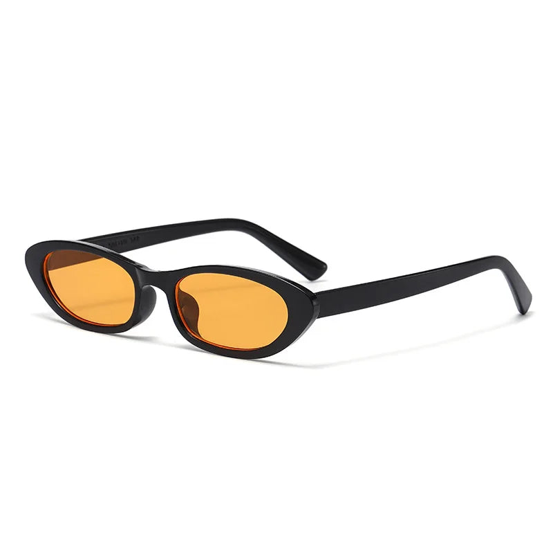 JNPCXI New Women's Black Sunglasses Fashion Small Oval Frame Sun Glasses Ladies Retro Oval Eyewear Shade UV400