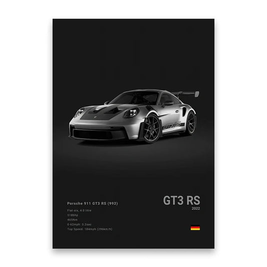 2022 Porsche 911 GT3 RS Print Famous Brand Cars Canvas Wall Poster Room Decor