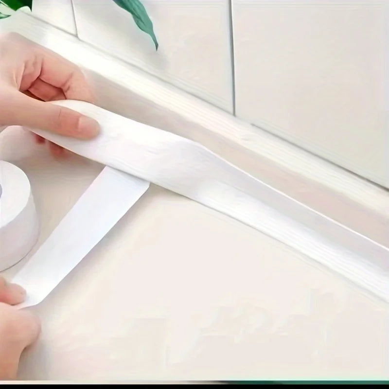 1roll White Stain Resistant PVC Waterproof Caulk Tape for Bathroom and Toilet, Self-Adhesive Sealant Strip for Wall, Sink, Floor