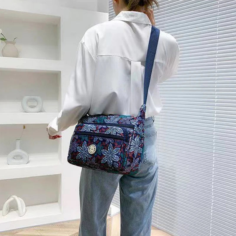 Large Capacity Female Nylon Flower ColorCloth Bag, Single Shoulder Crossbody Bag