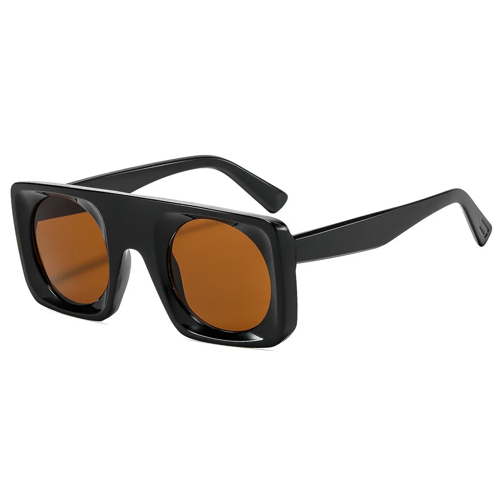 JNPCXI Vintage Square Sunglasses Women Black Tea Gradient Mirror Shades UV400 Fashion Punk Men Sun Glasses