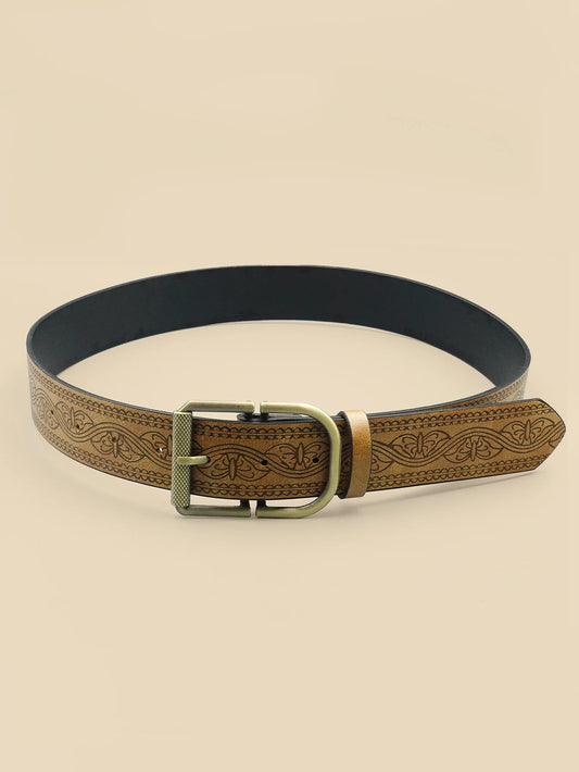 Western Style Casual Women's Belt, Retro Printed Belt, Classic Decorative Belt