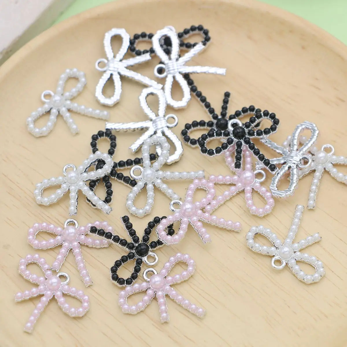 8Pcs Silver Plated Christmas Bow Charm Pendant for Jewelry Making Earrings Bracelet Necklace Accessories DIY Craft Findings