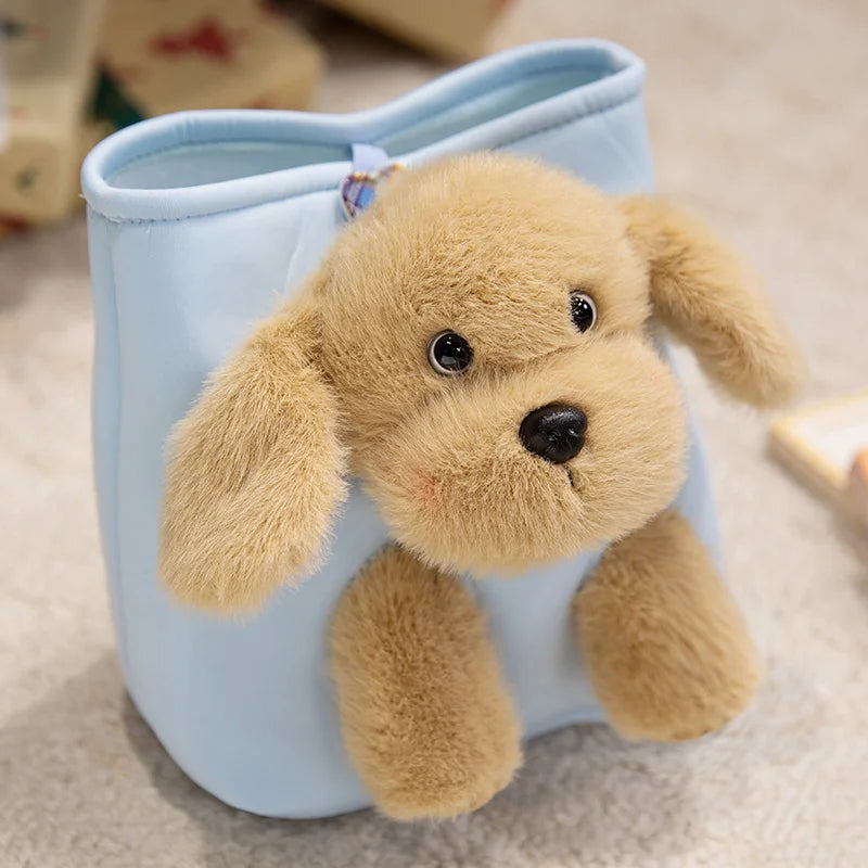 Kawaii Dog Plush Toy Pouch Storage Bag Hide-and-seek Animal Dog Plush Stuffed Doll With Snack Bag Intresting Toy Birthday Gifts