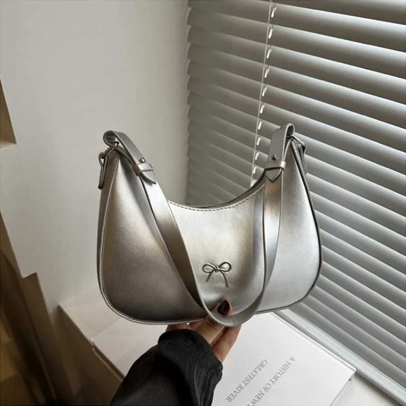 Bowknot Armpit Bag Korean Underarm Bag Luxury PU Leather Y2K Handbag Girls Shoulder Bag Clutch Purse Bolsa Feminina 2026