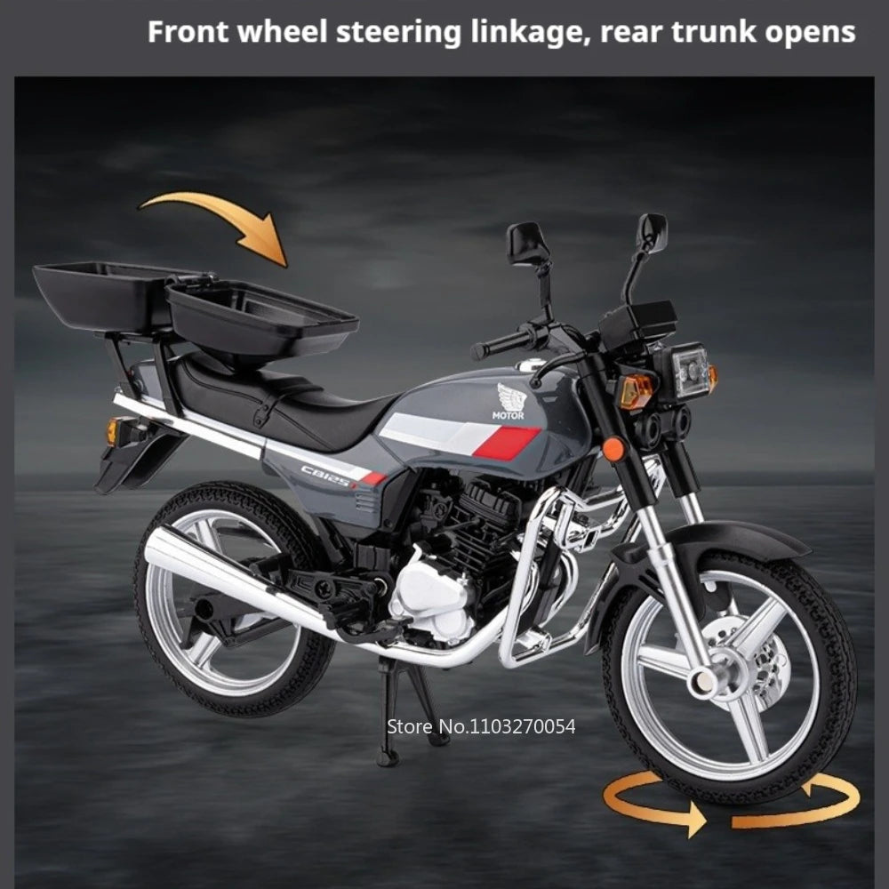 1:12 Honda CB125T Suzuki GN125 Miniature Model Toys Car Alloy Diecast Motorcycle Front Wheel Steering Sound Light Cars Boy Gifts