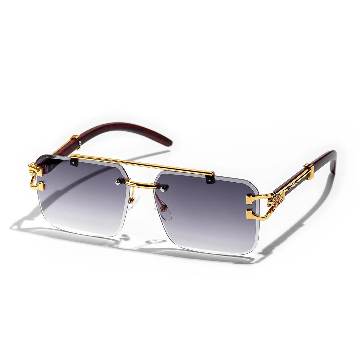 Ruiao Rimless Pilot Luxury Designer Brand Square Sunglasses Diamond Cut Shades UV400 Frameless Eye Glasses for Men And women