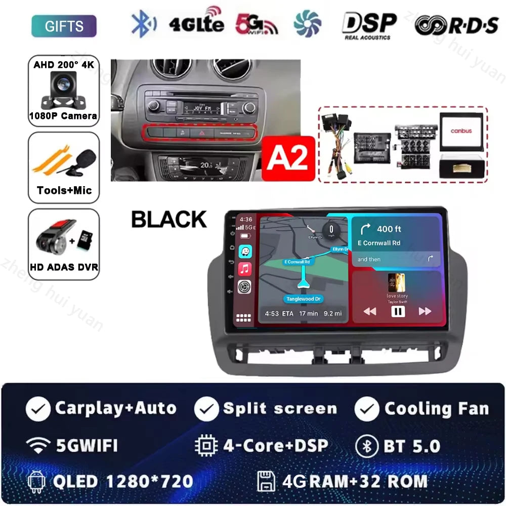 Android 15 For SEAT LBIZA 2012 2013 2014 2015 Auto Radio Car Multimedia Video Player GPS Navigation QLED Touch Screen 5G WIF