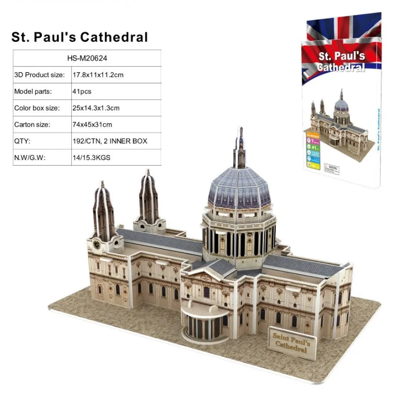 3D World-famous Architectural Puzzle Big Ben Pisa Tower White House Kindergarden Toy Children Classroom Handmade Gifts Jigsaw