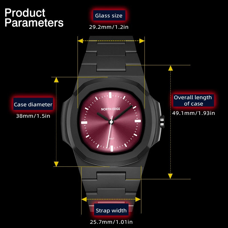 NORTH EDGE VOLT Smart Digital Men Sports Watch Waterproof 50M Lite Square Watch