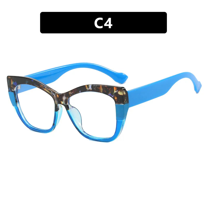 JNPCXI New Fashion Double Color Cat Eye Women Glasses Frame Clear Anti Blue Light Optical Leopard Eyewear