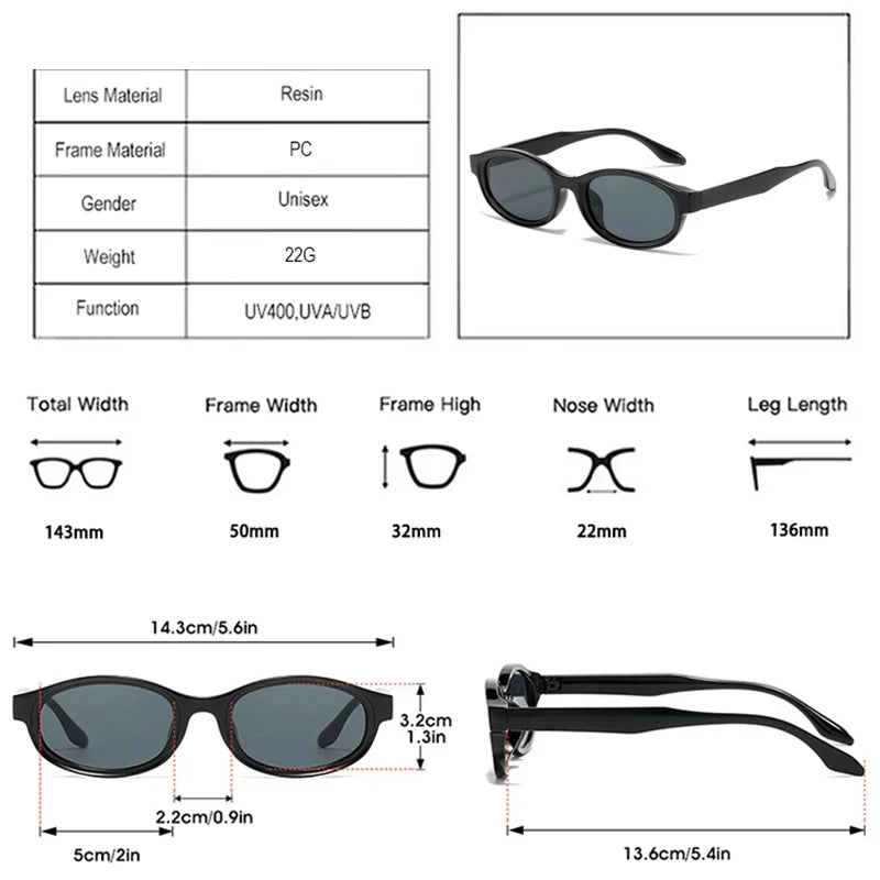 JNPCXI Oval Sunglasses Women Punk Double Color Shades UV400 Retro Men Trending Sun Glasses Clear Lens Frame
