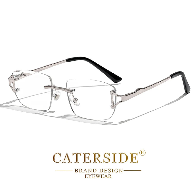 CATERSIDE New Retro Rimless Sunglasses Men's Rectangular Personalized Brand Design Sun Glasses Women Party Festival Eyewear Gift
