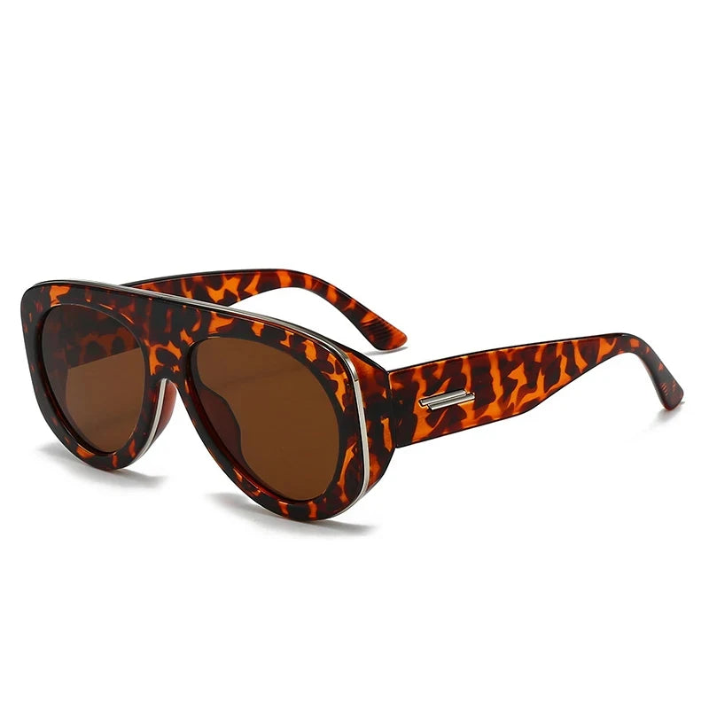 JNPCXI New Oversized Oval Pilot Sunglasses Women Big Luxury Brand Retro Y2K Punk Mirror Sun Glasses for Ladies Shades UV400