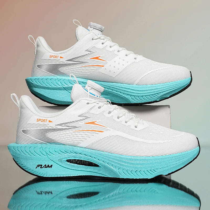 Men Marathon Running Shoes Sports Carbon Board Air Cushion Breathable Lightweight Women's Comfortable Athletic Nonskid Sneakers