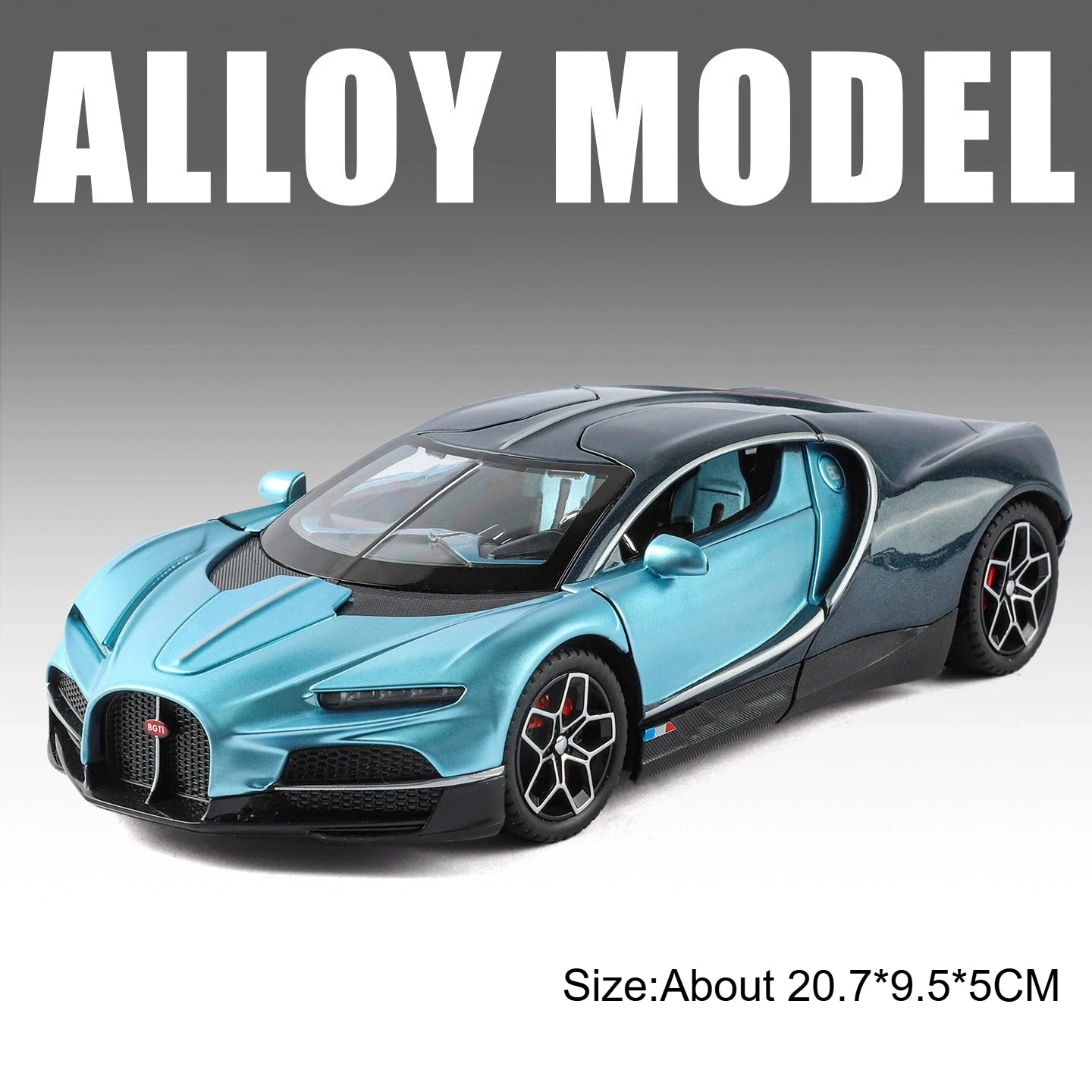 1:24 Chiron Tourbillon Miniature Model Alloy Diecast Car Toy Doors Opened with Sound Light Pull Back Sportscar Festival Surprise