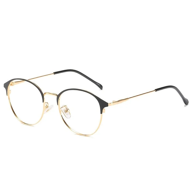 Natural Style Round Frame Metal Full Frame Simple Anti-blue Light Glasses